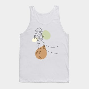 Flower Bouquet Shape Minimalist Line Art Drawing Tank Top